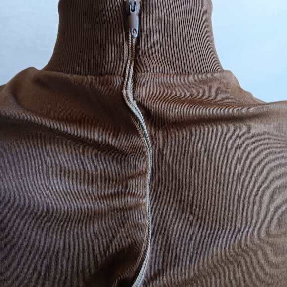 Large Vintage Brown Sleeveless Top Mock Neck With Back Zipper Closure 1970's - Picture 7 of 7